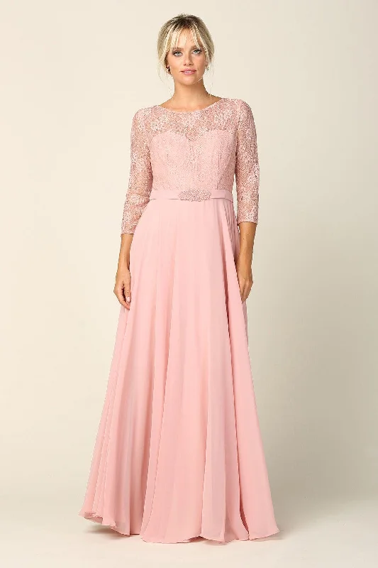 Mother of the Bride Long Formal Lace Chiffon Dress